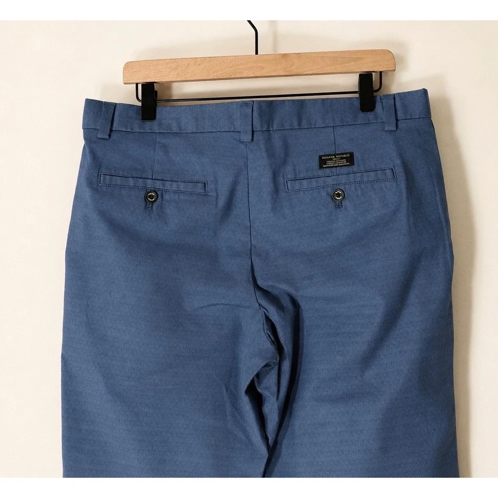 Banana Republic Aiden Chino Pants Blue Herringbone Stretch Straight Men's 34x34